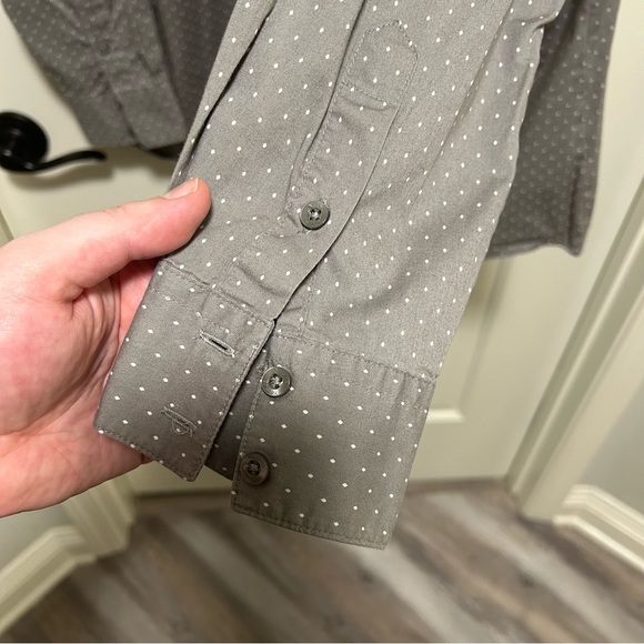 Grey with white dots button-down long sleeve shirt - Picture 6 of 7